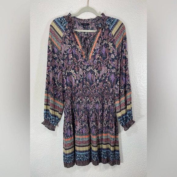 Anthropologie Current Air Paisley Boarder Print The Purple Haze Dress Women’s S - Picture 1 of 14